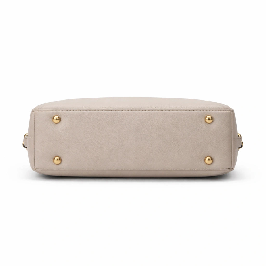 Bagro Light Grey Domed Satchel Handbag with Crossbody Strap