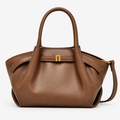 Medium Brown PU Top Handle Handbag with Adjustable Strap