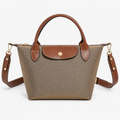 Medium Taupe Leather Top Handle Tote Bag 11.8 × 5.5 in