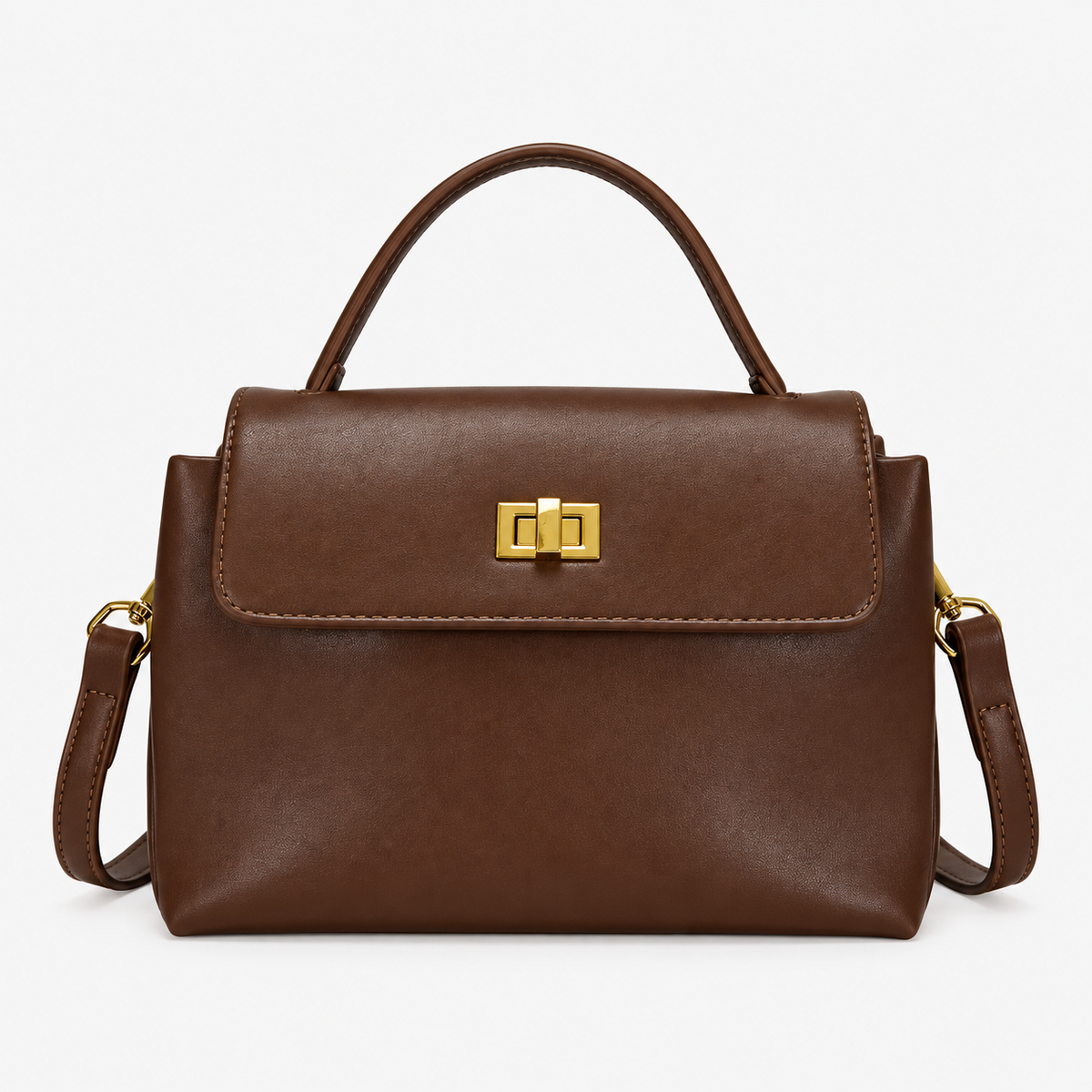 Brown Split Cowhide Top Handle Bag with Shoulder Strap