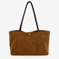 Medium Brown Soft Shoulder Tote Bag with Long Handles
