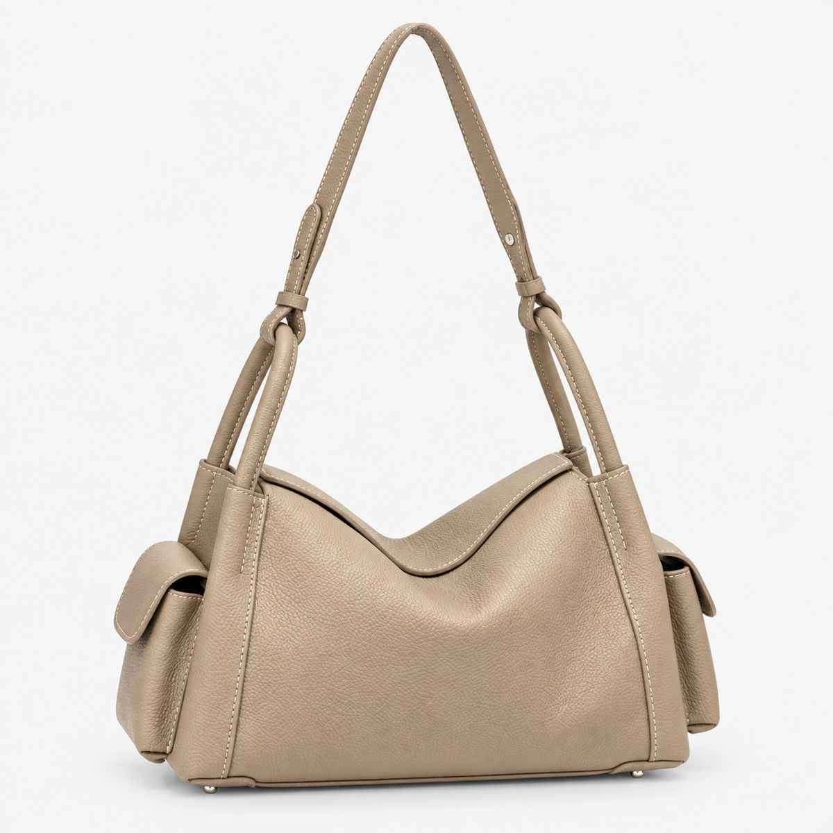 Medium Beige Cowhide Leather Doctor Bag 11.4 in