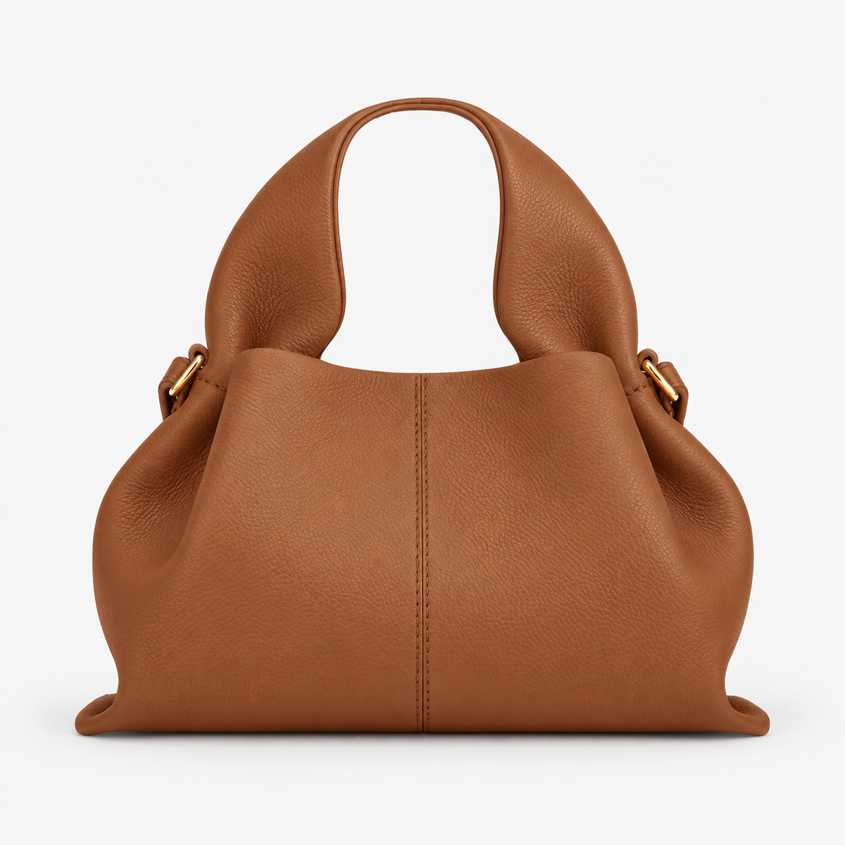 Medium Brown Leather Cloud Handbag with Top Handle